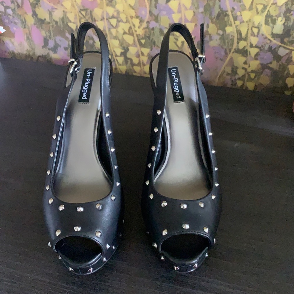 Funky studded peek-a-boo shoes